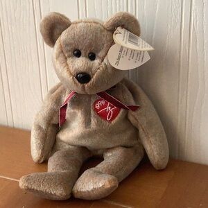 Ty beanie baby Brown Teddy Bear with Red Ribbon